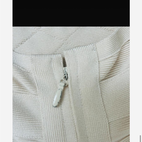Hervé Léger Cream Bandage Dress Bodycon Sleeveless Mini M - Picture 11 of 12